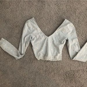 Crop V Neck Long Sleeve